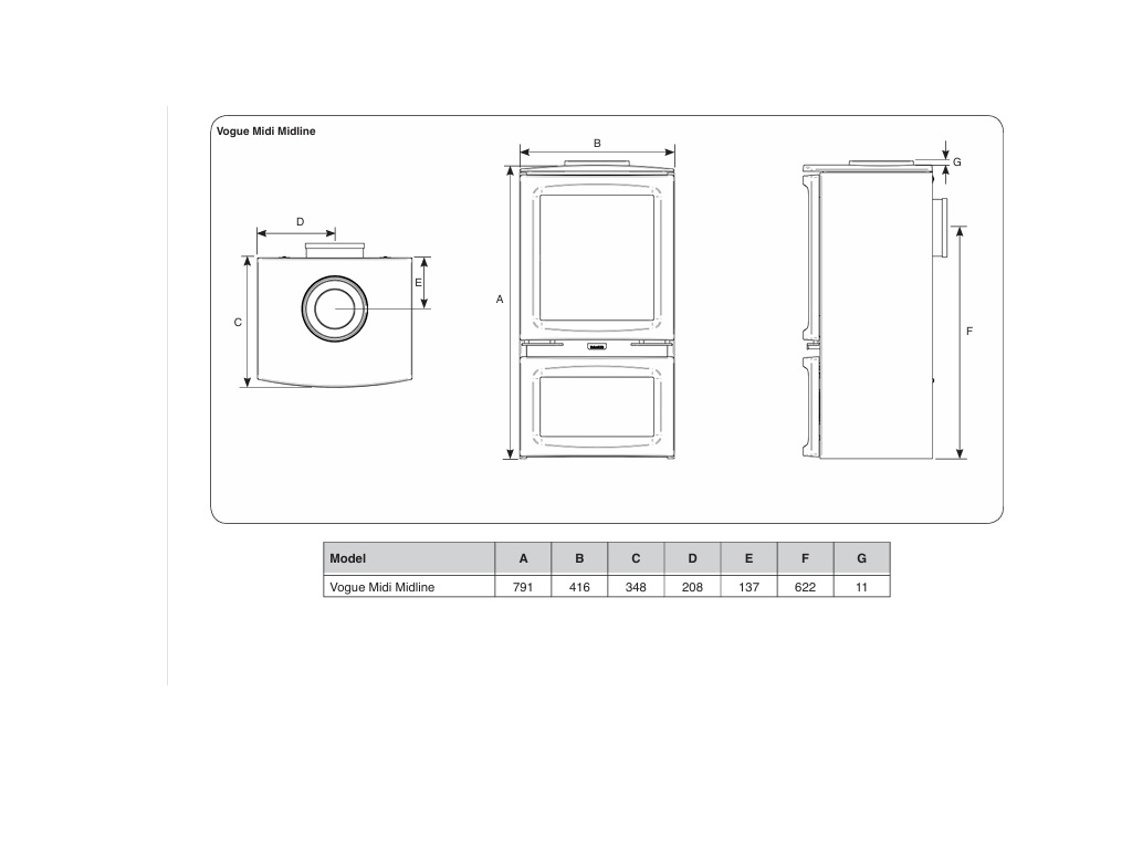 Vogue Midi T Midline (Gas) - Stovax&Gazco